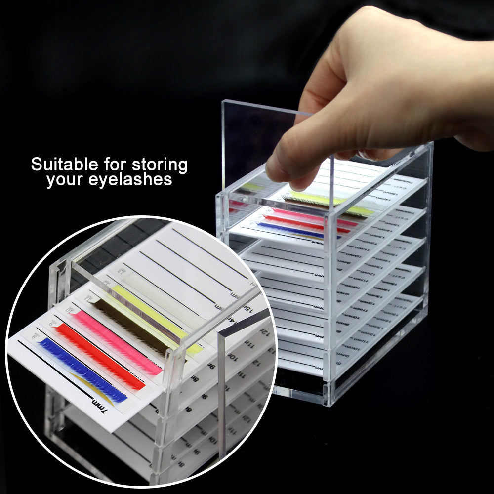5-Layer Acrylic False Eyelash Organizer Case | Clear Makeup Storage Box for Lash Extension Grafting