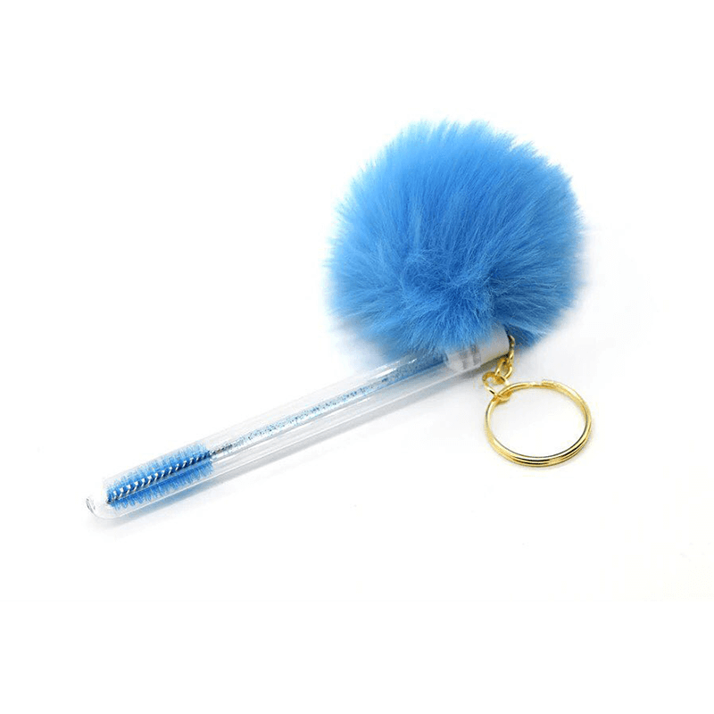 Diamond Disposable Eyelash Brushes and Mscara Wand with Key Ring and Spoolies Pompoms