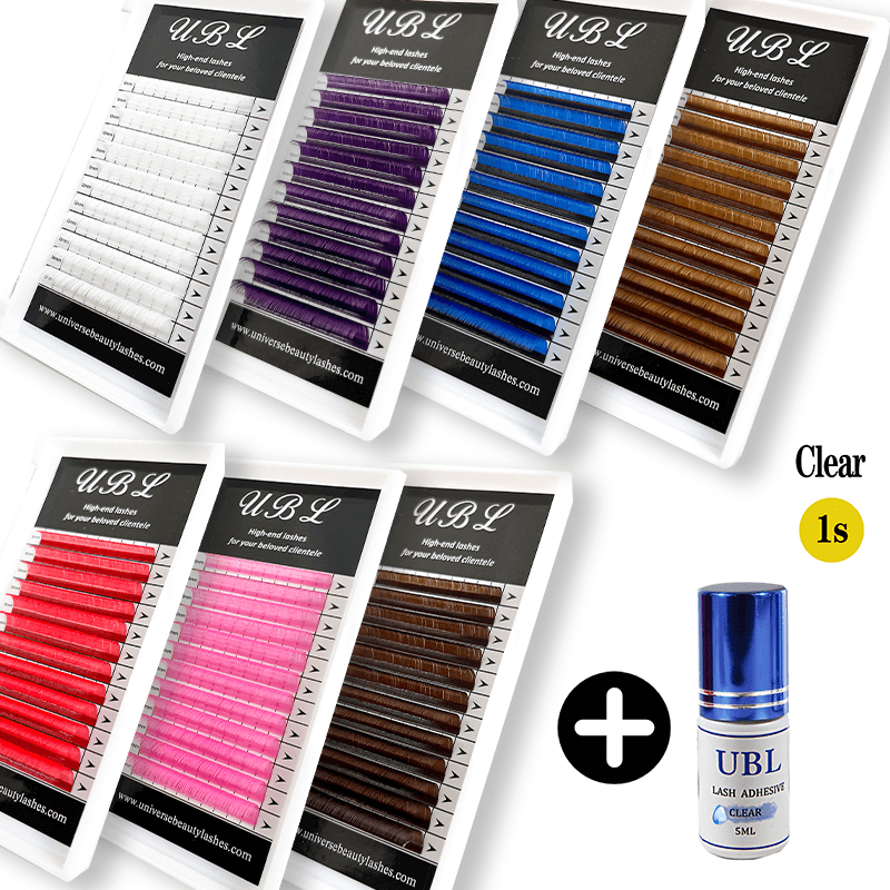 Color Lash Extension + Clear Glue Combo Kit