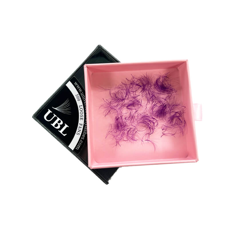 Purple Color 3D 0.07mm Premade Loose Fans Lash Extensions 500Fans