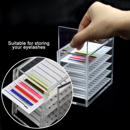 5-Layer Acrylic False Eyelash Organizer Case | Clear Makeup Storage Box for Lash Extension Grafting