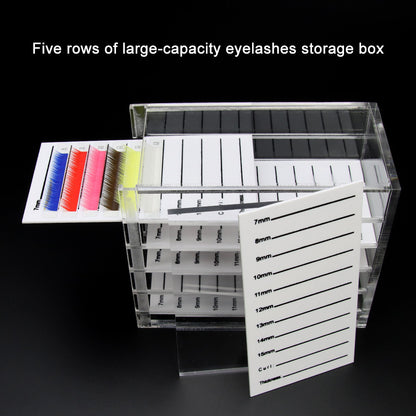 5-Layer Acrylic False Eyelash Organizer Case | Clear Makeup Storage Box for Lash Extension Grafting