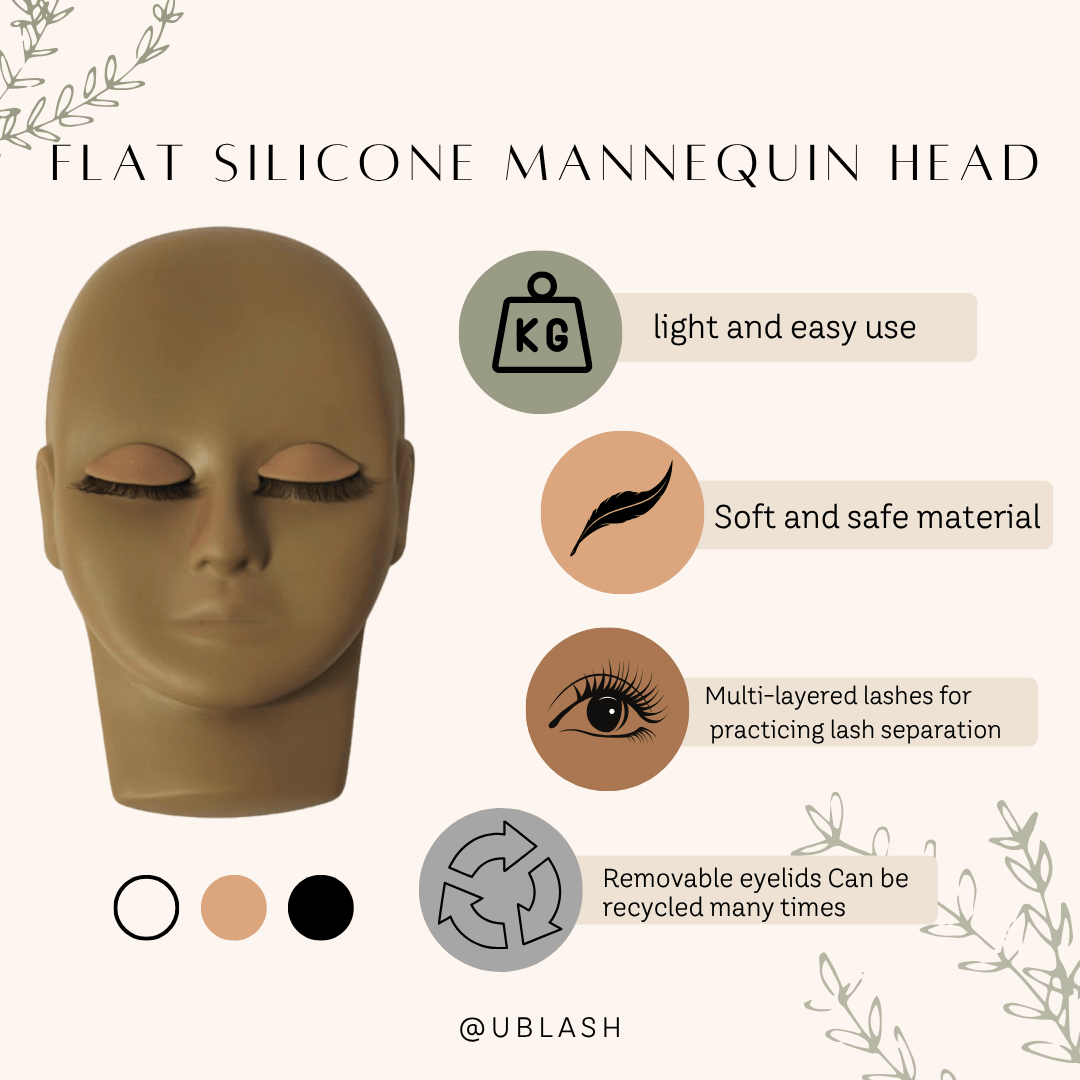 Flat Silicone Mannequin head with removable eyelids