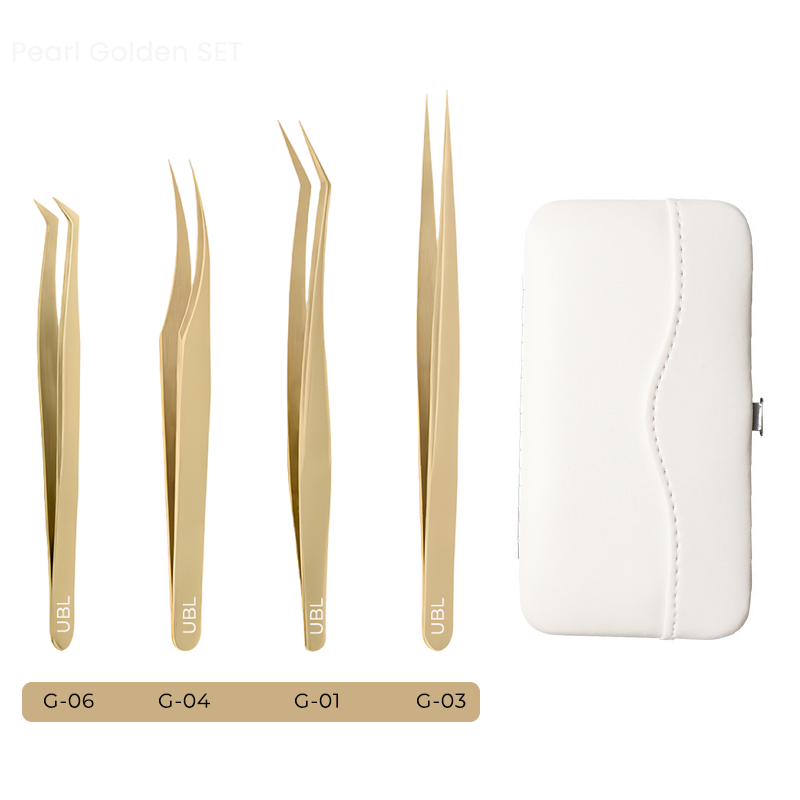 Golden Tweezer Kit For Eyelash Extensions (G01+G03+G04+G06)
