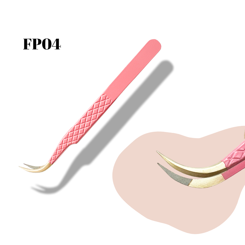 FP04-Fiber Tip Peach Lash Tweezers