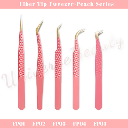 FP04-Fiber Tip Peach Lash Tweezers