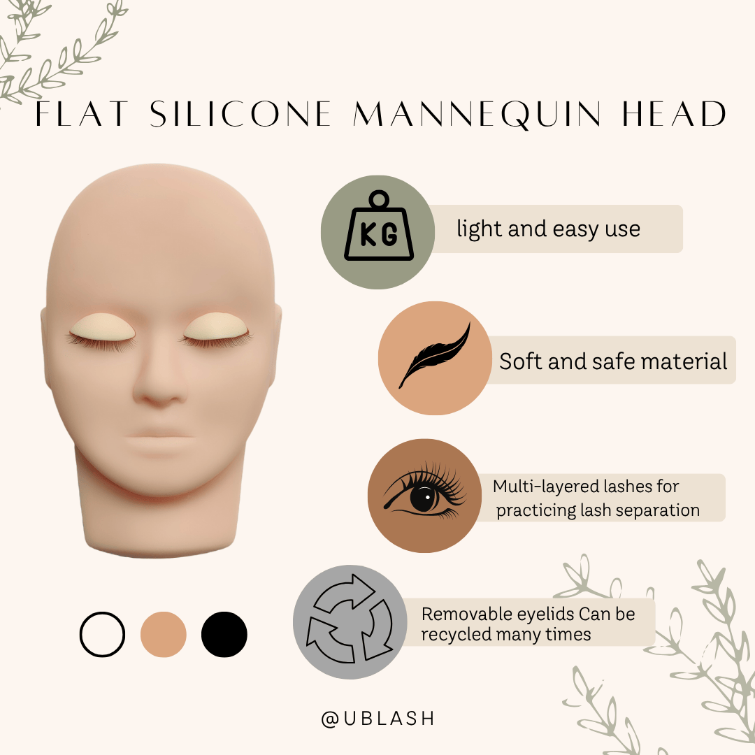 Flat Silicone Mannequin head with removable eyelids