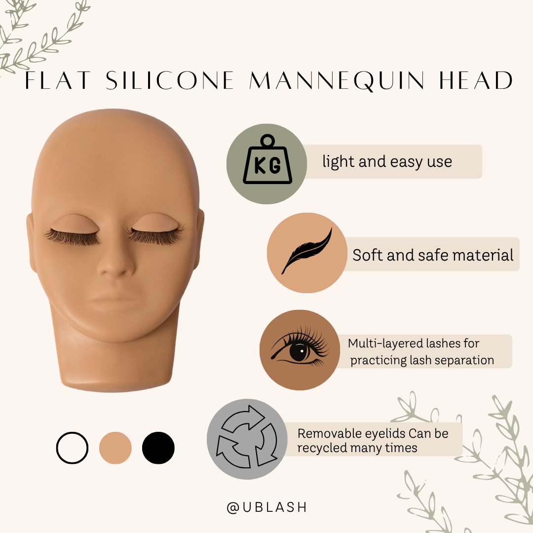 Flat Silicone Mannequin head with removable eyelids