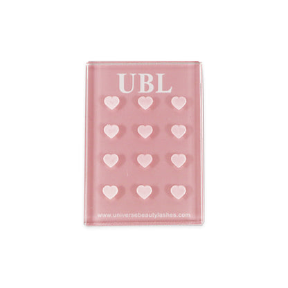 Pink Heart-Shaped Crystal Glass Glue Pallet 12holes
