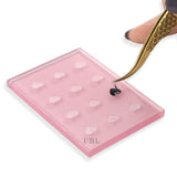 Pink Heart-Shaped Crystal Glass Glue Pallet 12holes