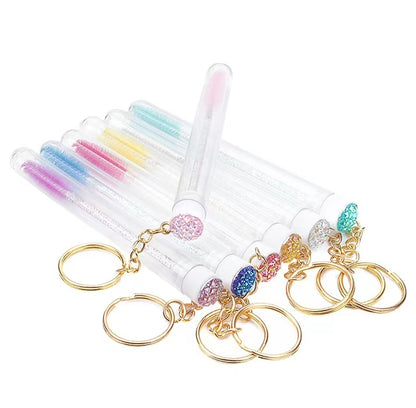 Diamond Disposable Eyelash Spoolies Brushes and Mscara Wand with Key Ring